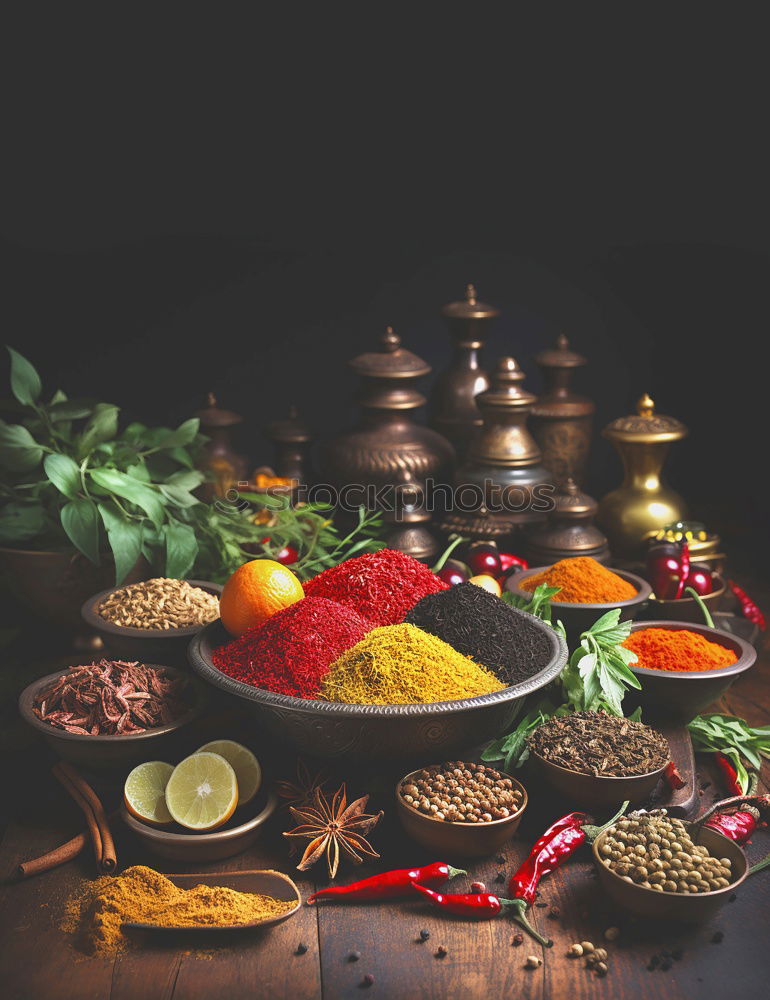 Similar – Image, Stock Photo Oriental spices around the empty plate