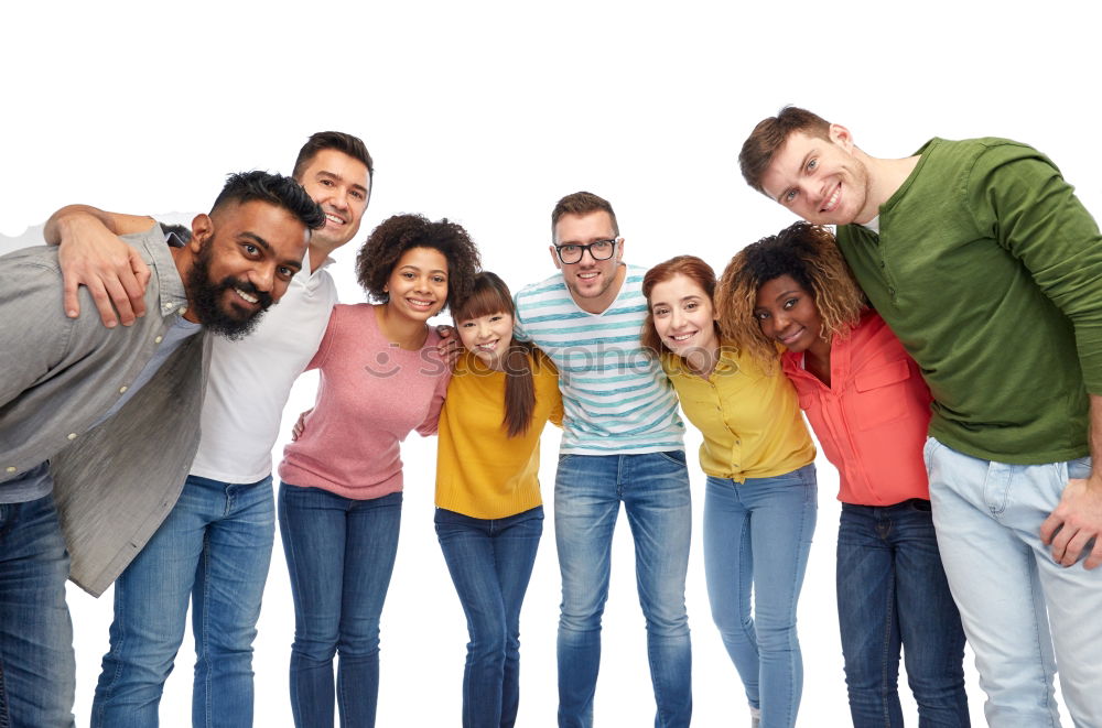 Similar – Multiracial group of friends taking selfie together