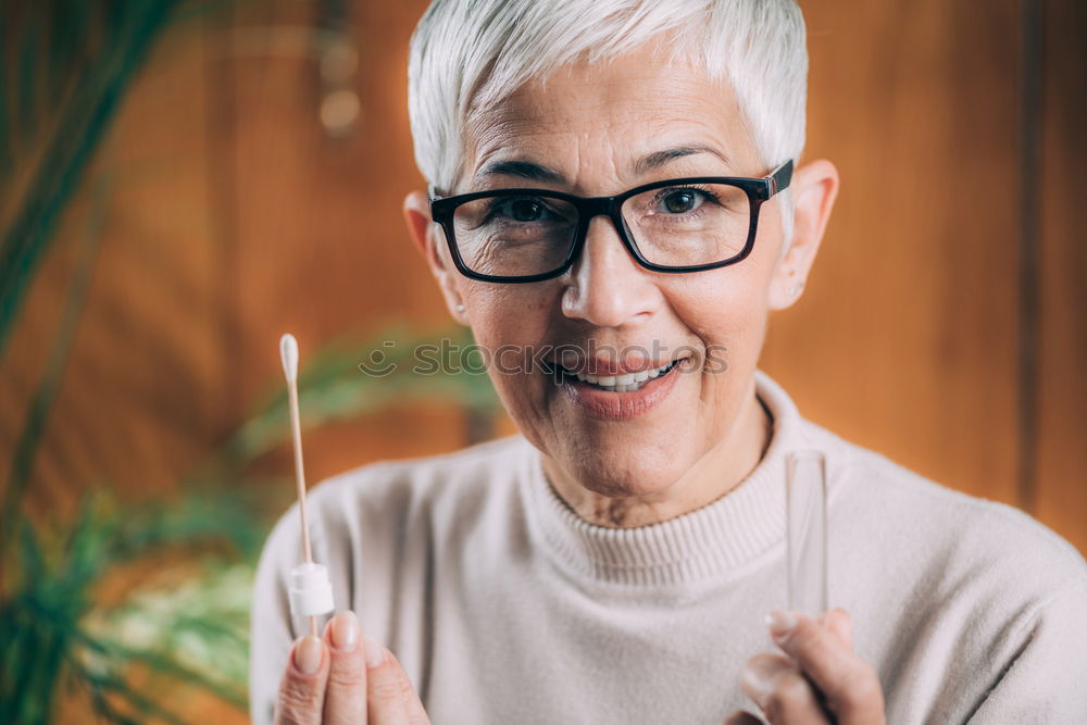 Similar – Image, Stock Photo Happy elderly woman on the mobile phone