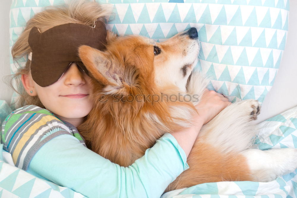 Similar – Young happy woman hugging her dog