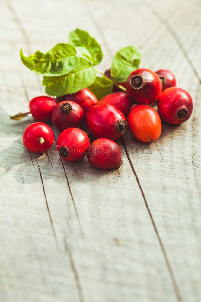 Similar – Image, Stock Photo Scattered cherries with green leaves