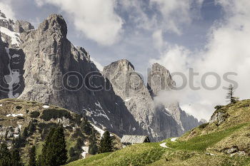 Similar – Image, Stock Photo Hiking with panorama in the Dolomites