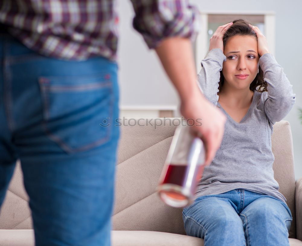 Similar – Image, Stock Photo sad daughter hugging his mother at home. Concept of couple family is in sorrow.