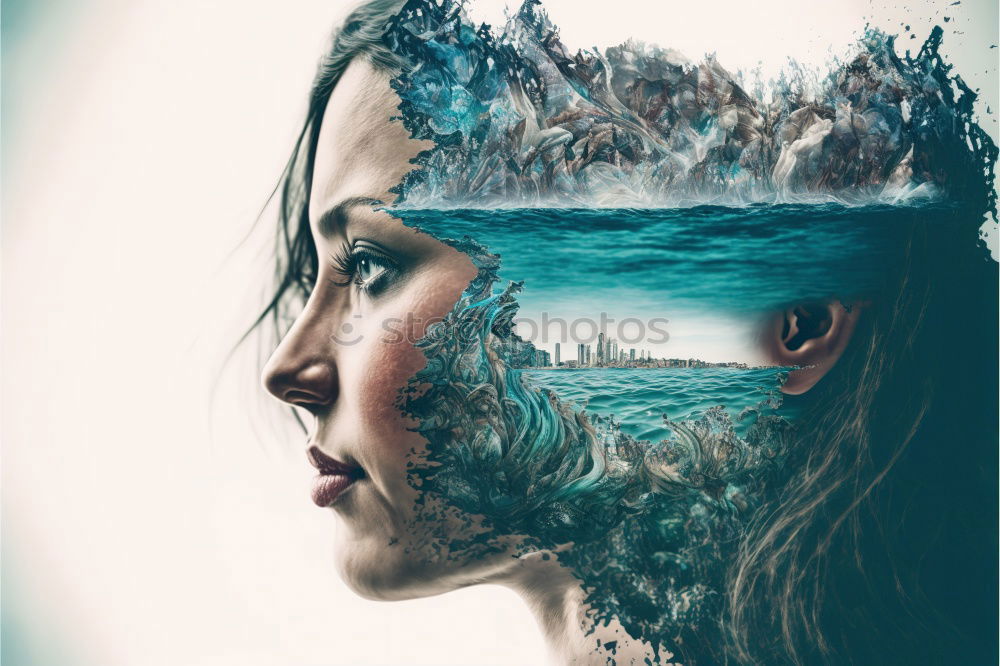 Similar – Image, Stock Photo Woman looking at camera in water