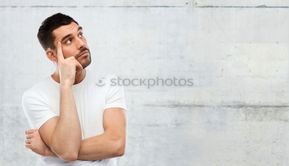 Image, Stock Photo Funny portrait of a man touching his mustache.