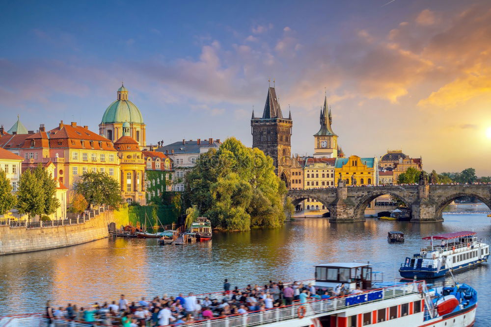 Similar – Prague cityscape with Vltava and Charles Bridge