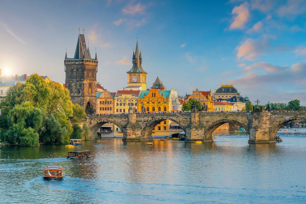 Similar – Prague city and Vltava river at sunset