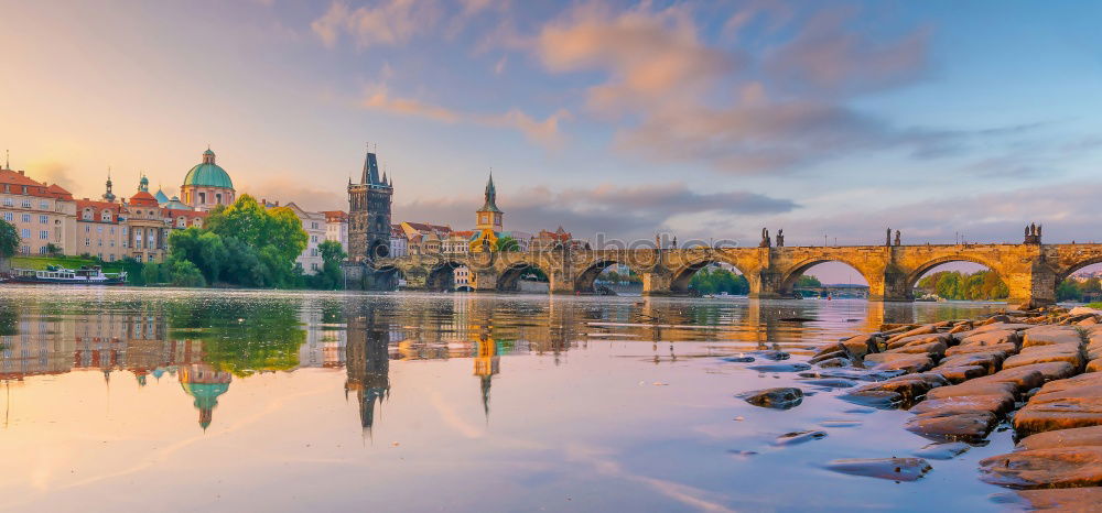 Similar – Prague city and Vltava river at sunset