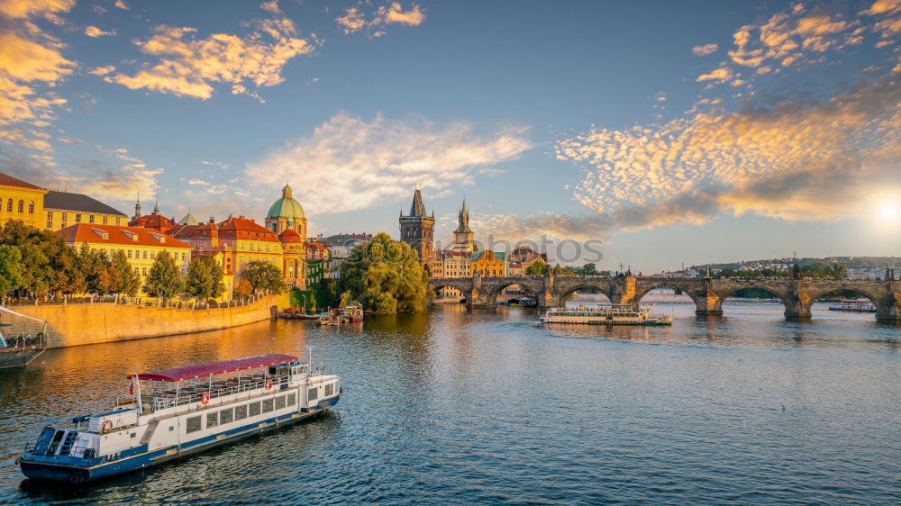 Similar – Prague city and Vltava river at sunset