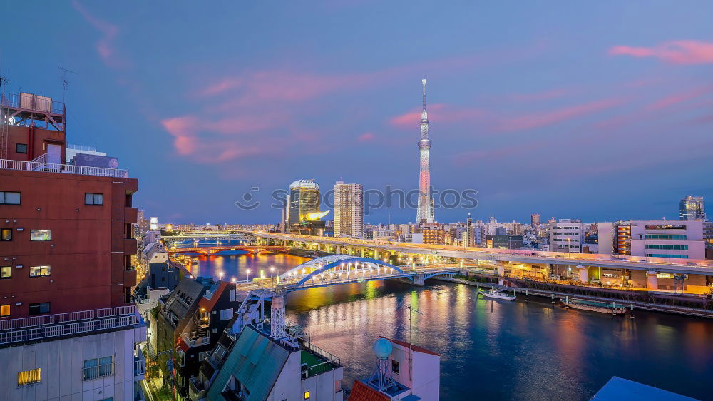 Similar – Düsseldorf evening skyline