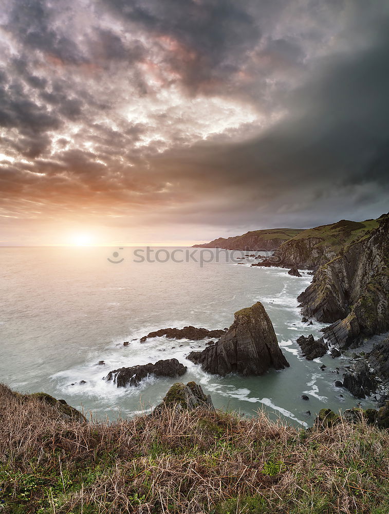 Similar – Image, Stock Photo Woman standing on the coast by the sea in England