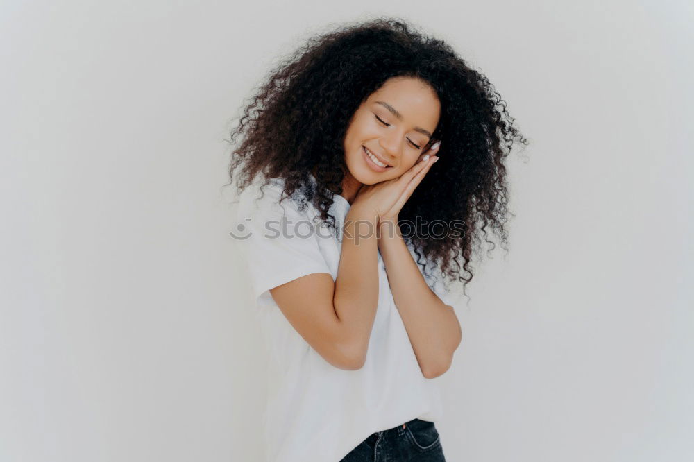 Similar – Beautiful serious thoughtful and sad black woman covering her head with sheet in bed