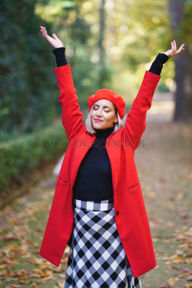 Similar – Image, Stock Photo Red haired woman taking a walk