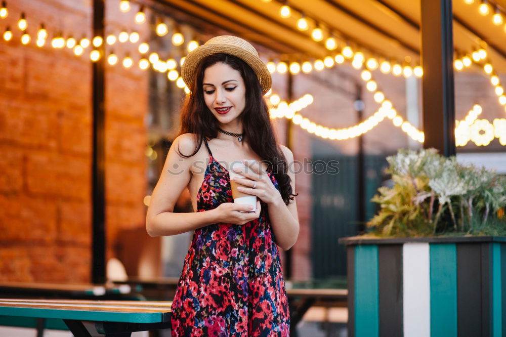 Similar – Image, Stock Photo Woman with smartphone in cafe