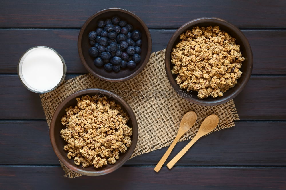 Similar – Image, Stock Photo Breakfast Cereal with Blueberries and Milk