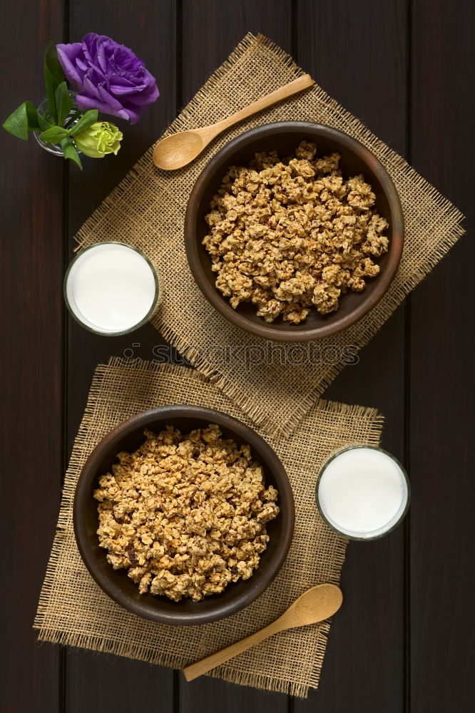 Similar – Image, Stock Photo Breakfast Cereal with Blueberries and Milk