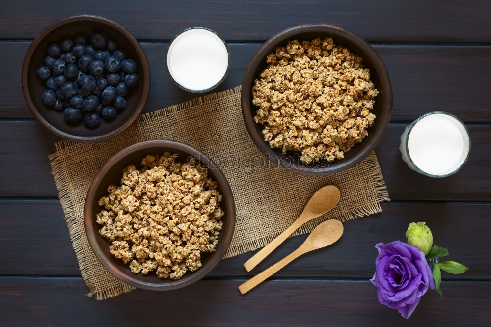 Image, Stock Photo Breakfast Cereal with Blueberries and Milk