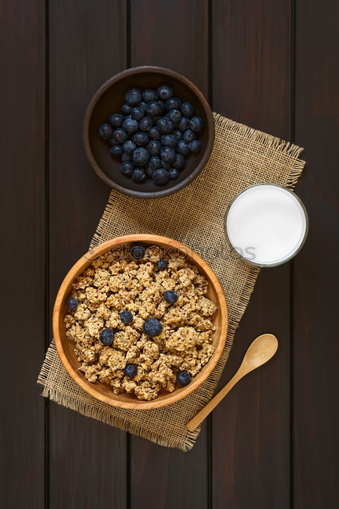 Similar – Image, Stock Photo Breakfast Cereal with Blueberries and Milk