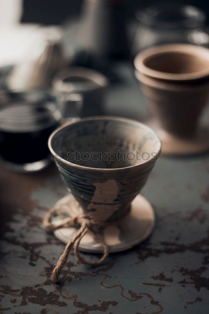 Coffee in an enamel cup