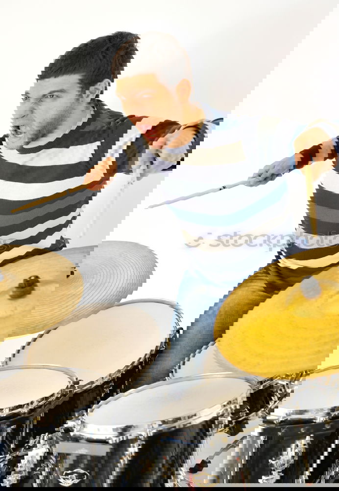 Similar – Image, Stock Photo Man with headphones playing on drums