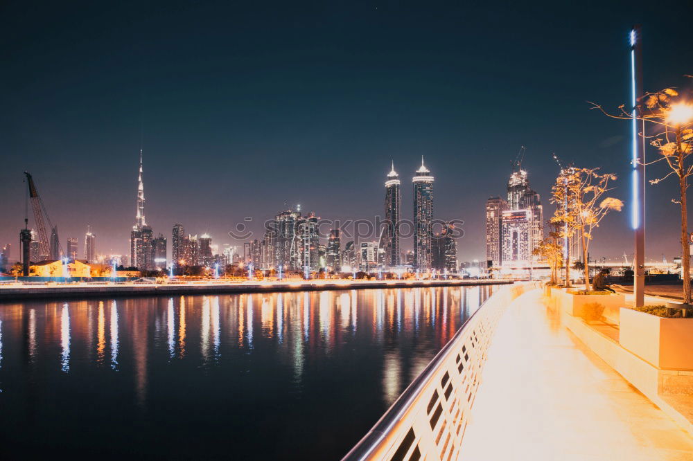 Image, Stock Photo Hamburg, night, lights, long exposure