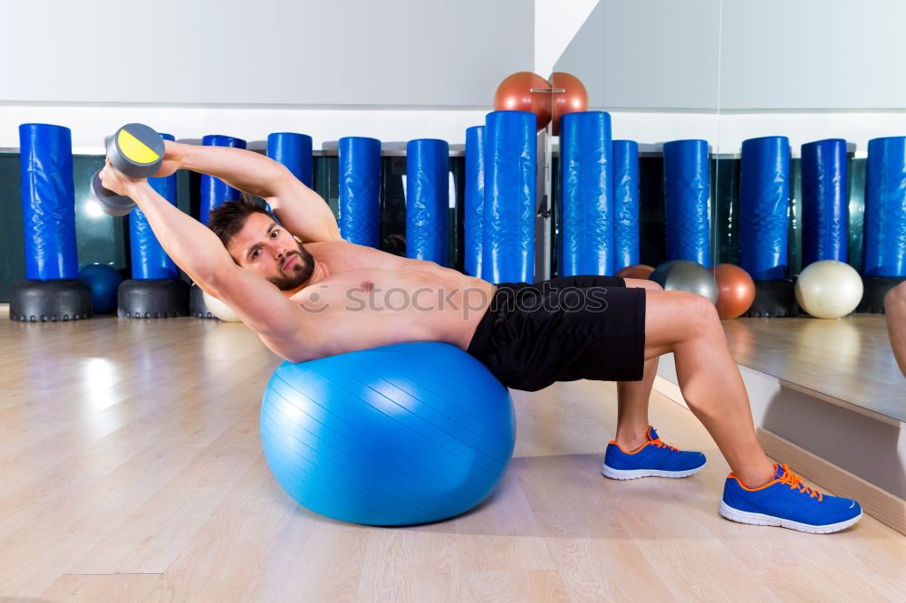 Similar – Image, Stock Photo Fit, muscular young man doing plank at the gym