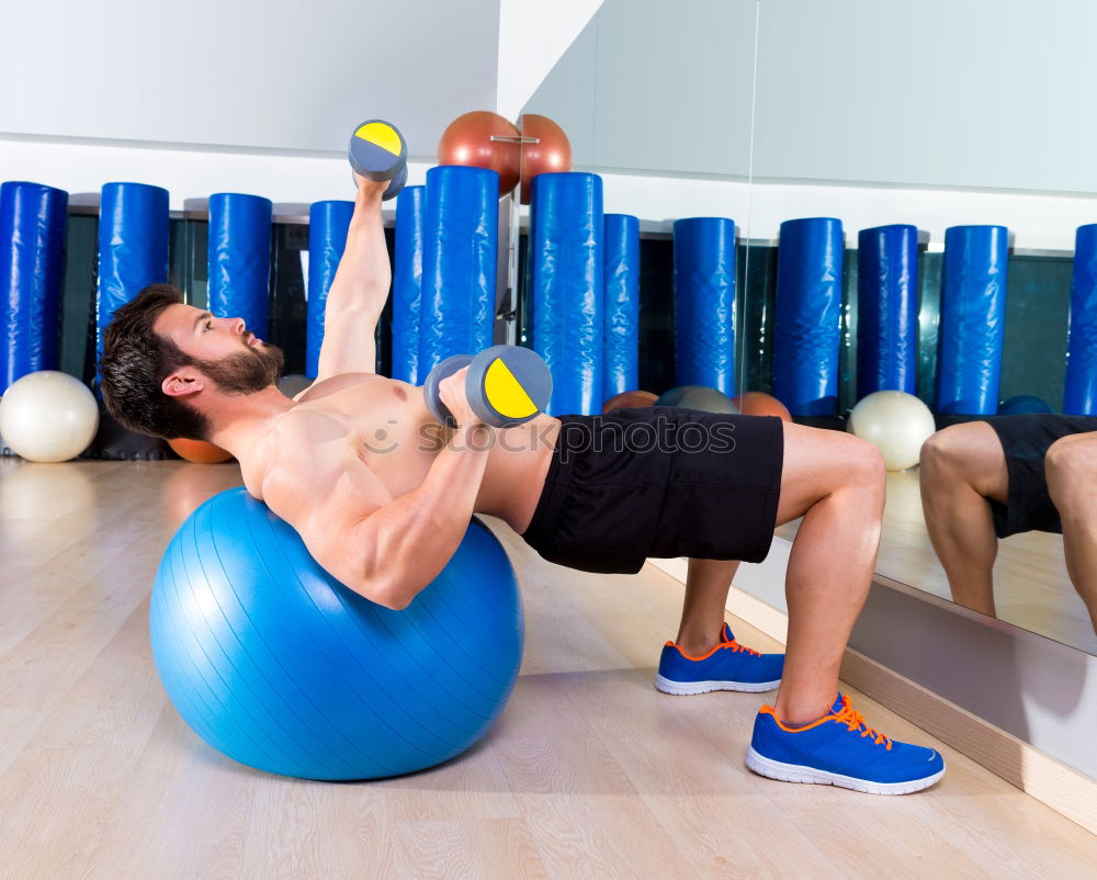 Similar – Image, Stock Photo Fit, muscular young man doing plank at the gym