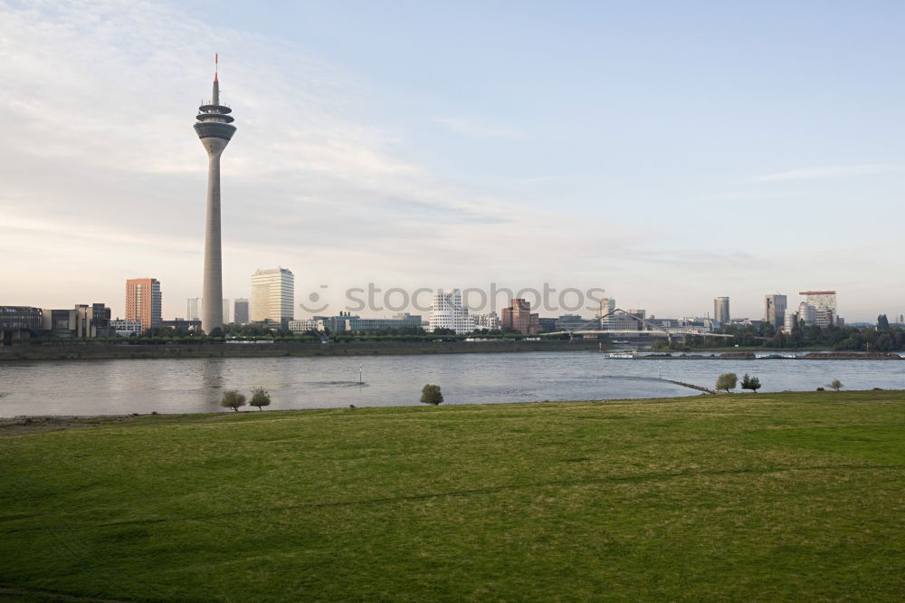 Similar – Image, Stock Photo Düsseldorf evening skyline