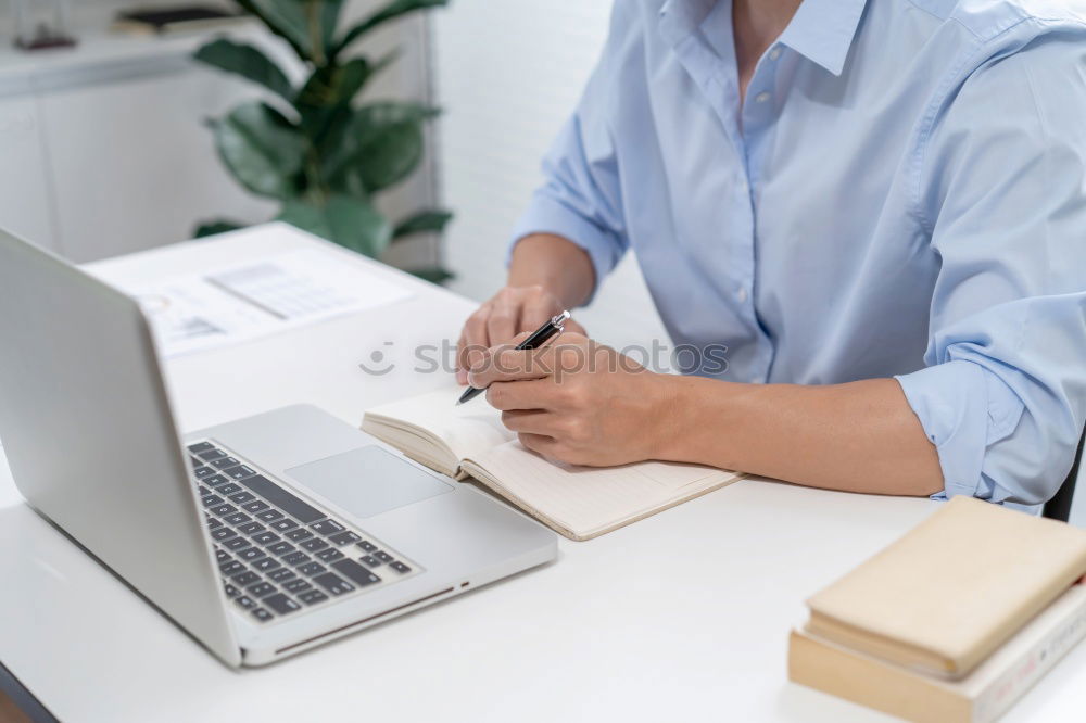 Similar – Image, Stock Photo Man is getting work done on notebook