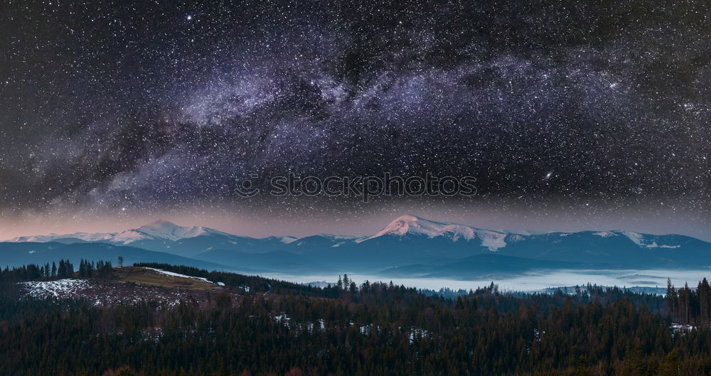 Similar – Image, Stock Photo Night shot with a view of the snowy mountains and Lake Thun