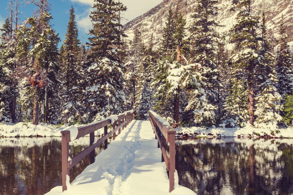 Similar – Image, Stock Photo Small wooden pier and fence over a frozen lake