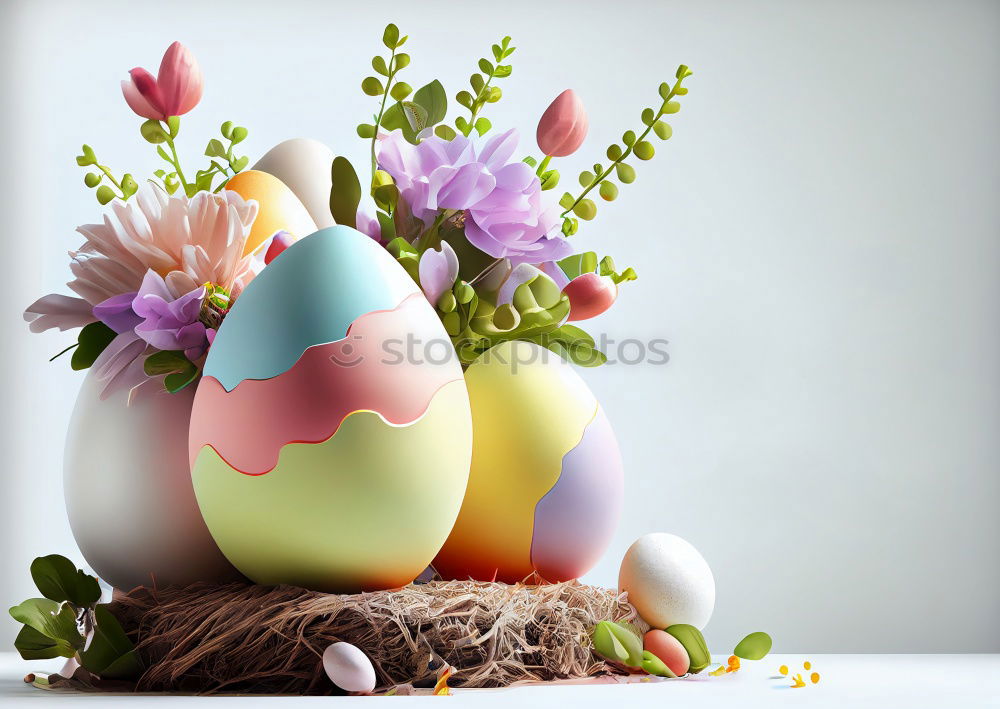 Similar – Image, Stock Photo Two white Easter eggs with red dots in the straw