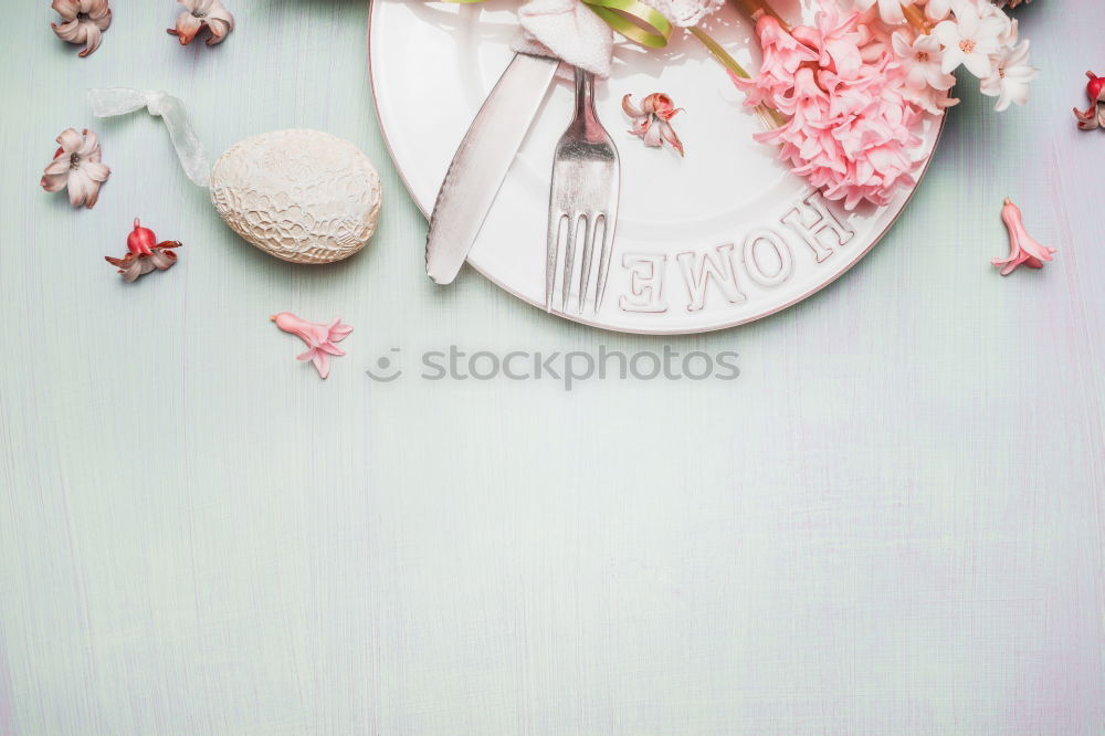 Similar – Image, Stock Photo Flowers served on a plate