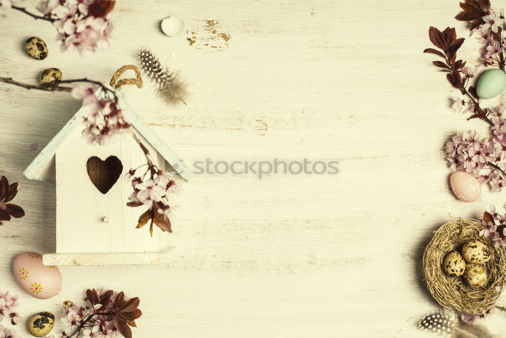 Similar – a paper picture with a rippled edge from the 1960s with a toddler in a pram lies on a wooden board next to leaves