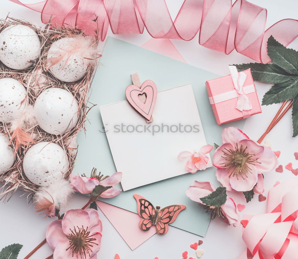 Similar – Image, Stock Photo Easter background with pastel pink decoration