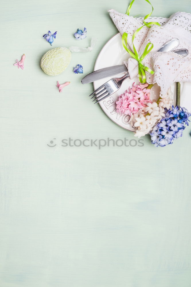 Similar – Image, Stock Photo Old spoons on the plate with Easter egg