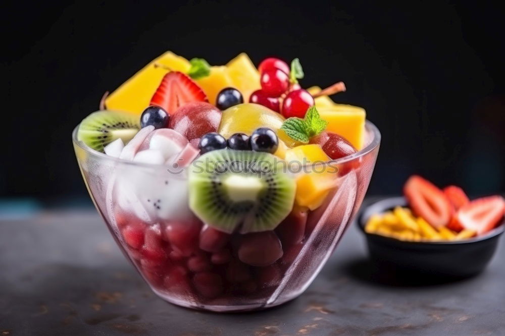 Similar – Image, Stock Photo Chia pudding Strawberry parfait with greek yogurt and nuts