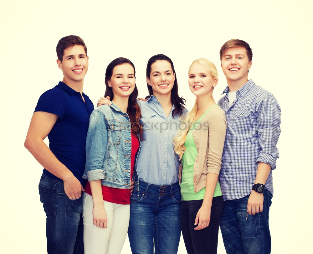 Similar – Image, Stock Photo Group of young people together outdoors in urban background.