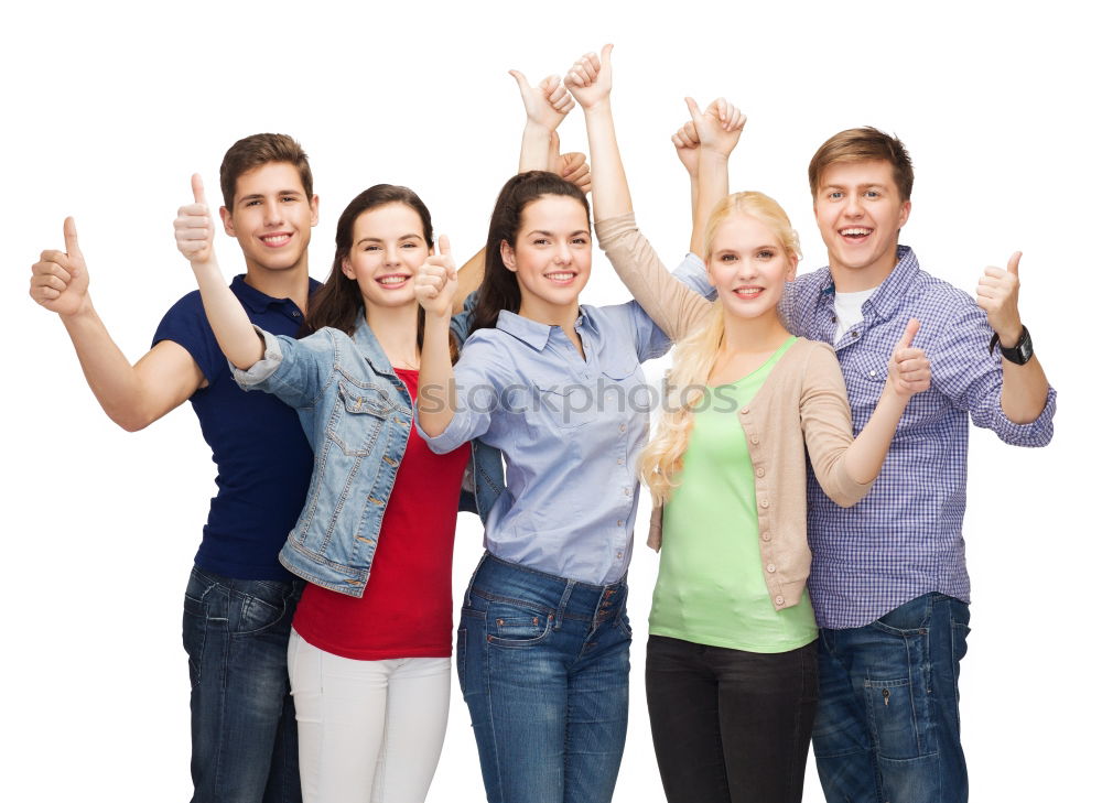 Similar – Group of friends taking selfie in urban park