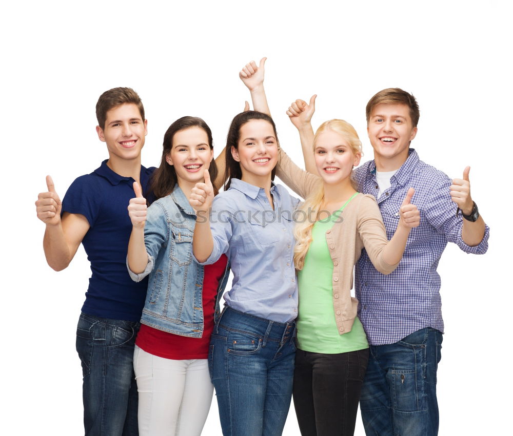 Similar – Group of friends taking selfie in urban park