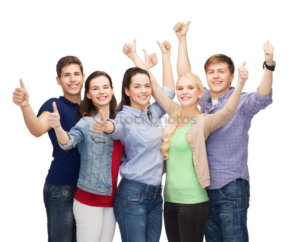 Similar – Group of friends taking selfie in urban park