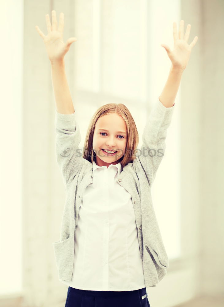 Similar – Image, Stock Photo beautiful kid girl playing under white sheets on bed