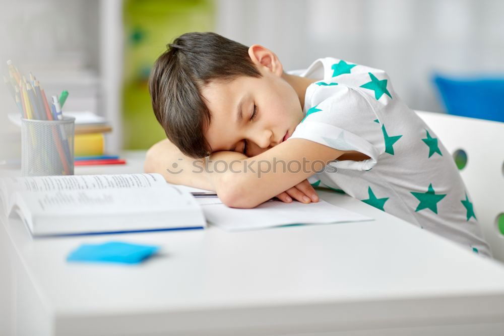 Similar – Image, Stock Photo Pupil girl sleeping in classroom