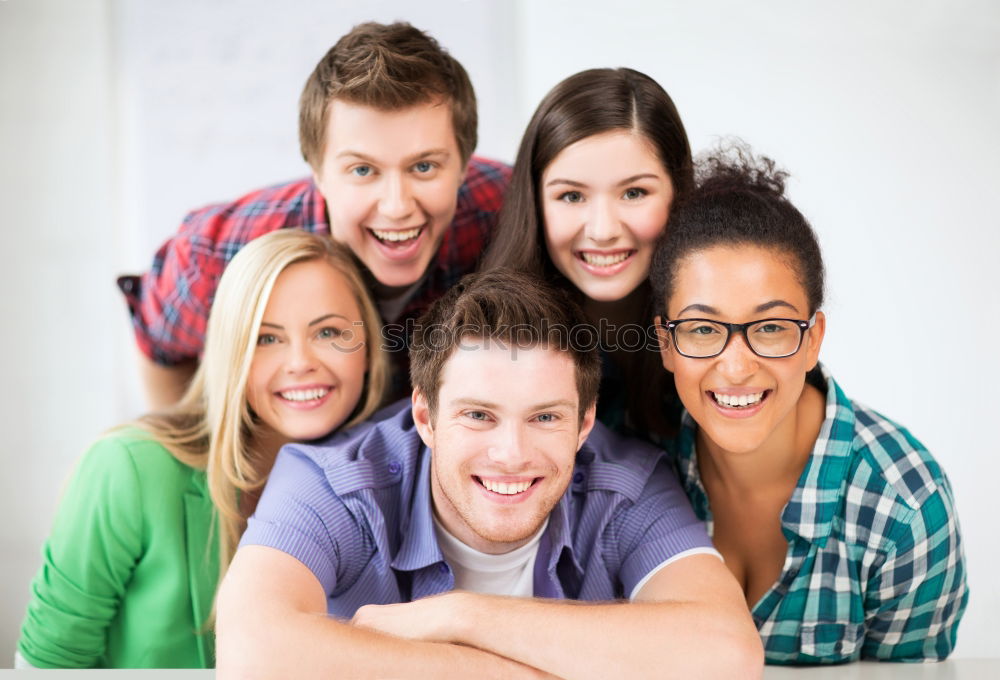 Similar – Image, Stock Photo Multiracial group of friends taking selfie together