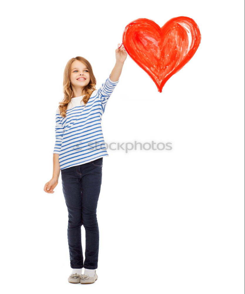 Similar – Image, Stock Photo Boy with chalk wants peace and love