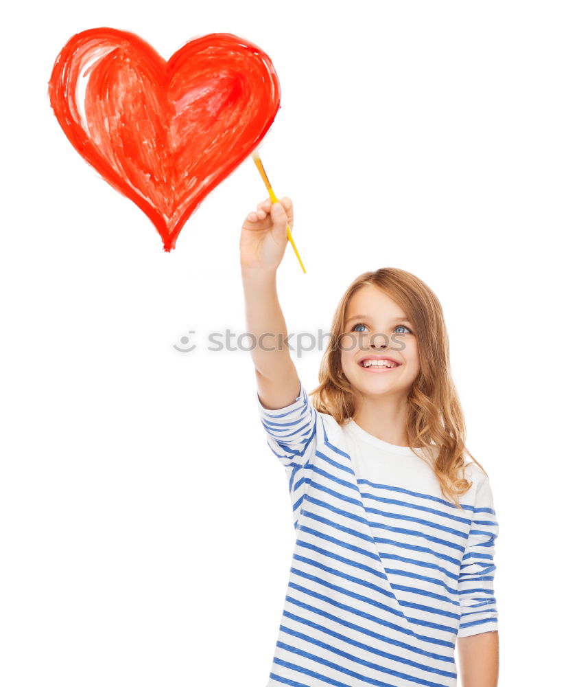 Similar – Image, Stock Photo Boy with chalk wants peace and love