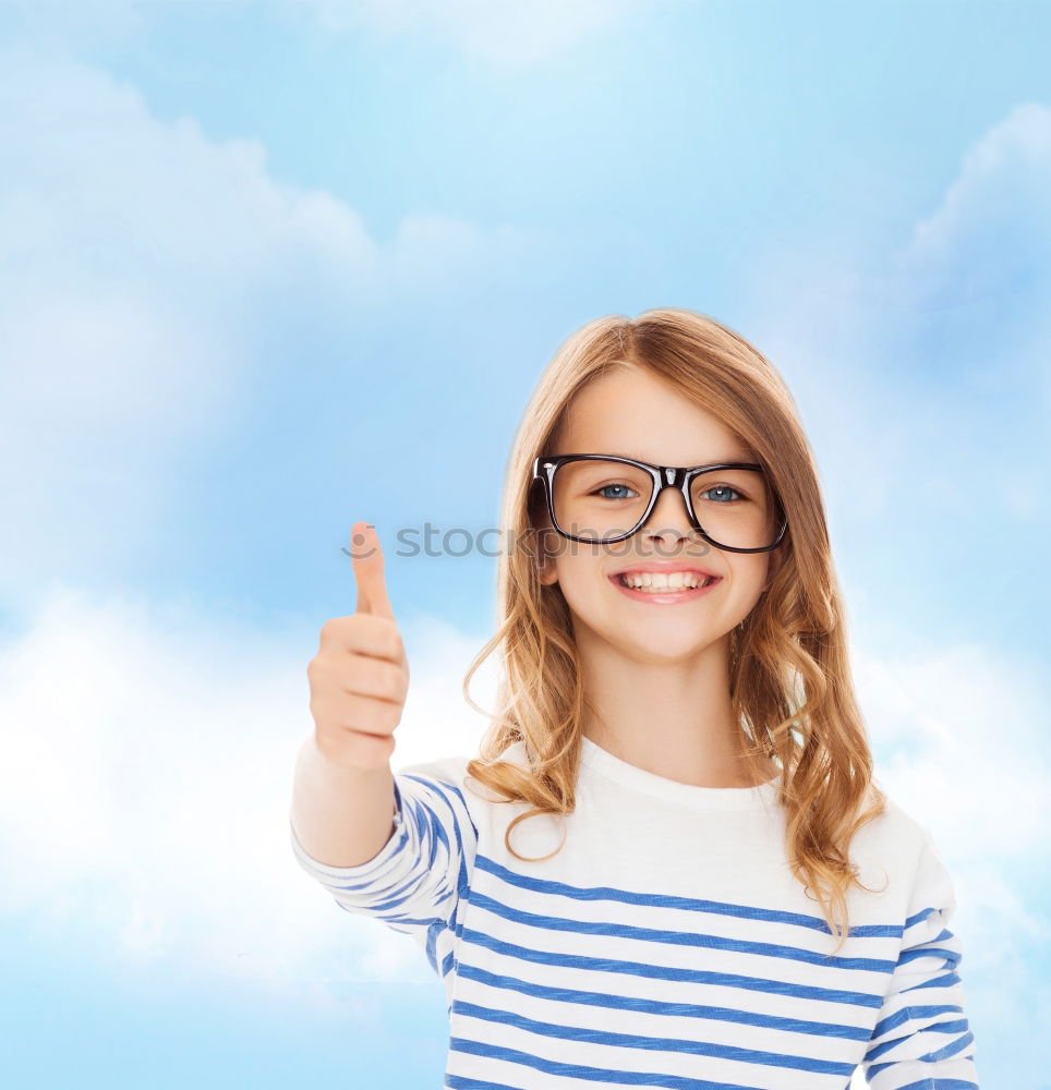 Similar – Image, Stock Photo Cute schoolgirl with pencil