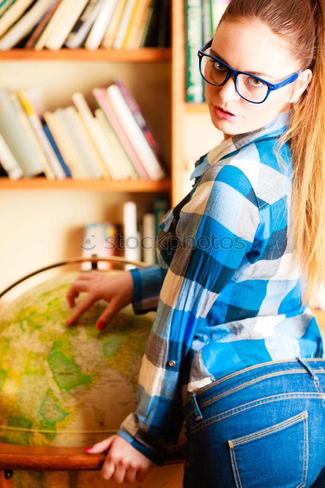 Image, Stock Photo Playful model covering with book