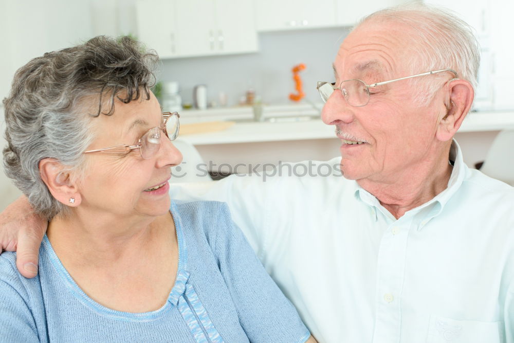 Similar – young man and old woman talking during a walk