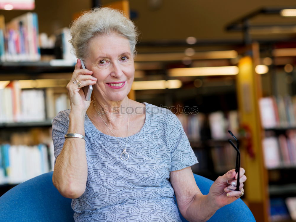 Similar – Image, Stock Photo Elderly woman on the mobile phone at home